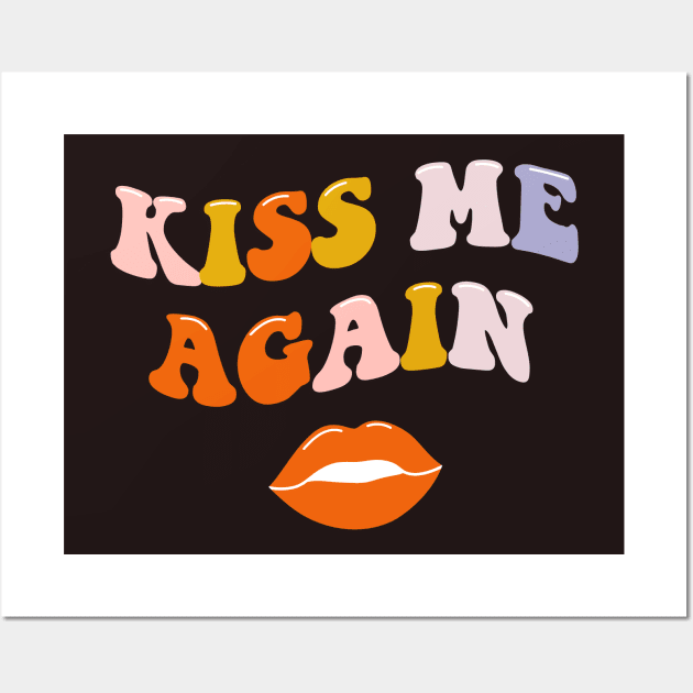 Kiss me again lettering. Vintage art-prints. Quote design. Wall Art by CoCoArt-Ua